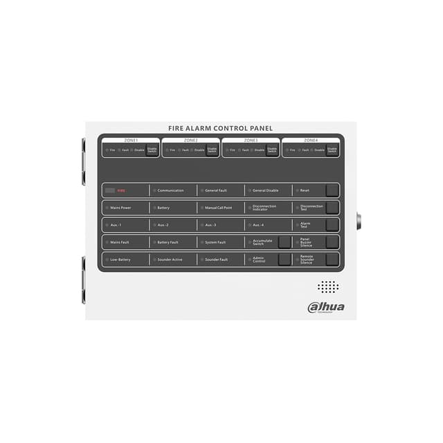 Прибор приемно-контрольный пожарный, Dahua, DHI-HY-C102-4 (24 В), 4 ШС: до 32 устройства в одном шлейфе, Интерфейсы: RS-485, RS-232, USB, RJ45, ППКП может интегрироваться с другими системам и программному обеспечению верхнего уровня.