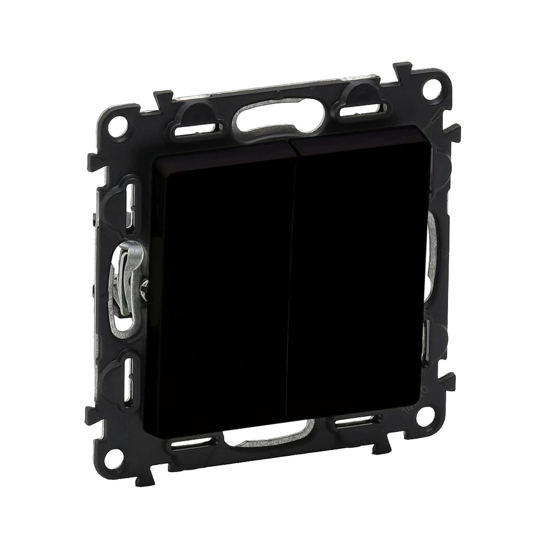 Выключатель двухклавишный, Legrand, 756305 Valena Life, 10АХ 250В безвинт.зажим антрацит