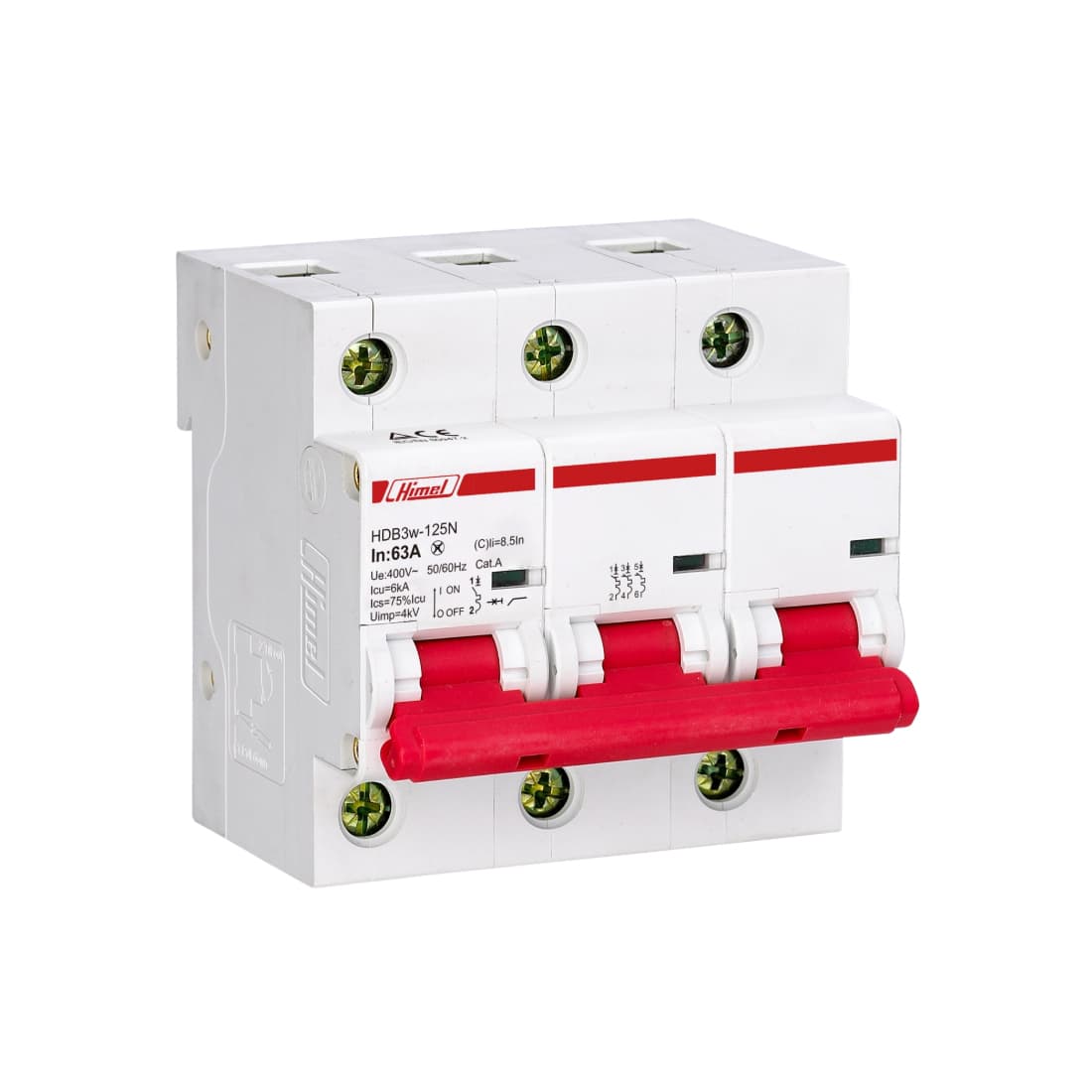 Автоматический выключатель, Himel, HDB3W125H3C80, HDB3w-125 3P 80А С 10кА