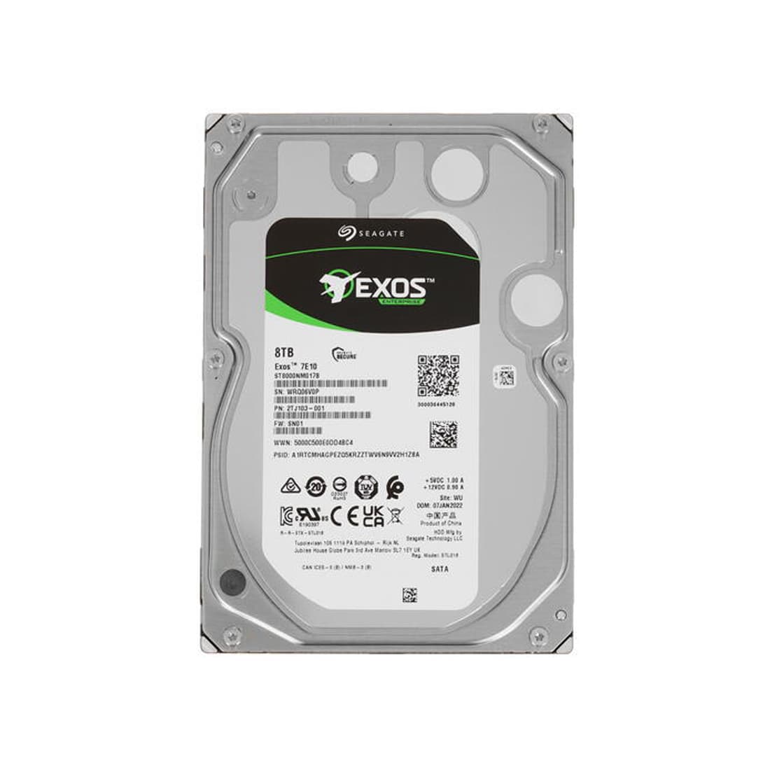 Жесткий диск HDD, Seagate, Exos 7E10-R, ST8000NM018B, 3.5", SAS, 8TB, 7.2K, 256MB, 512e, Fast format, Enterprise (разукомплектация)
