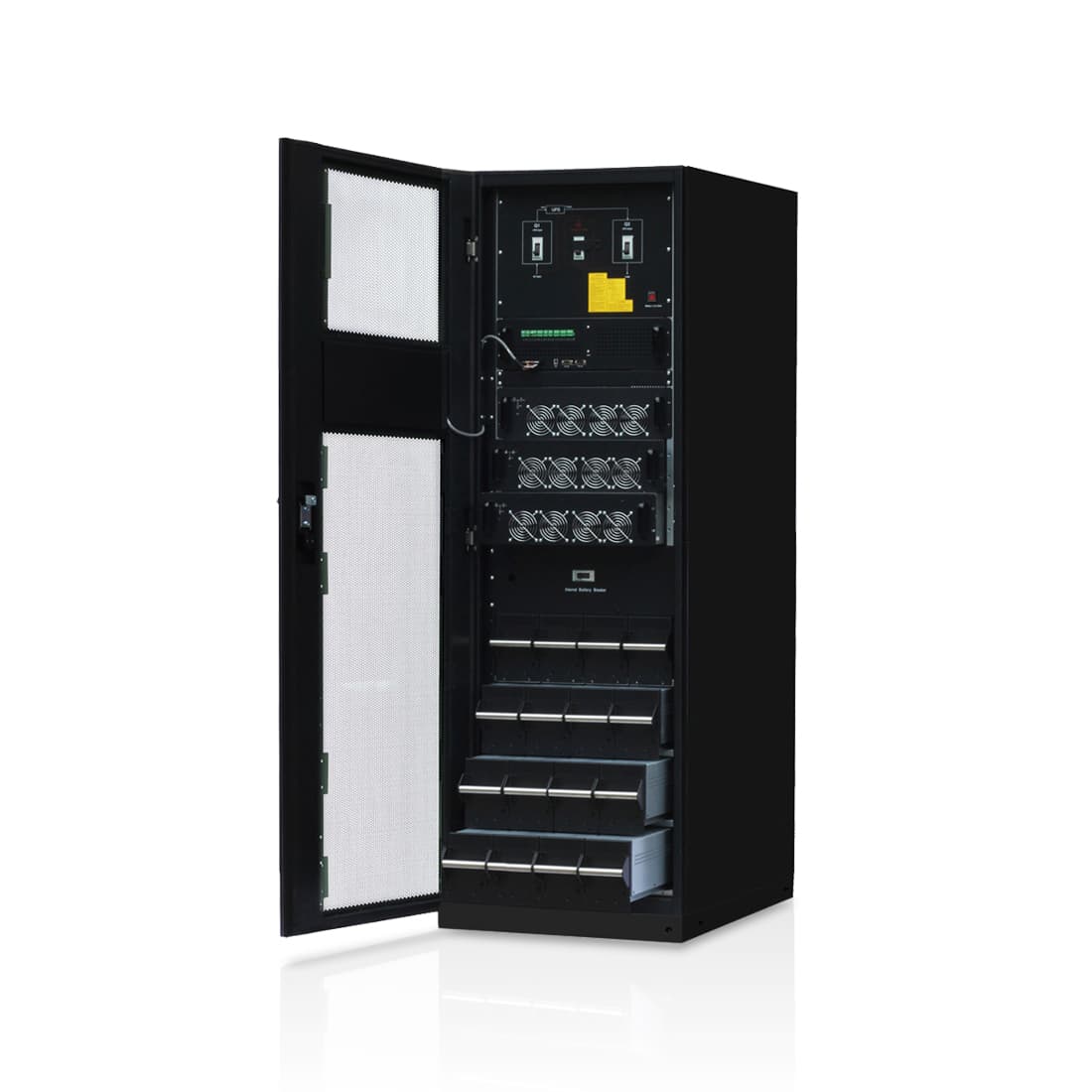 Источник бесперебойного питания, SVC RB060/20X, 60кВа/54кВт, Тип: модульный, 3-фазы 380В/400В/415В, Подключение модулей: до 3 шт. PM20X, Батареи: внутренняя установка в спец. картриджи, Макс. количество бат. 160шт*9Ач, Коэффициент мощности 0.9, Частота 40-70Гц.