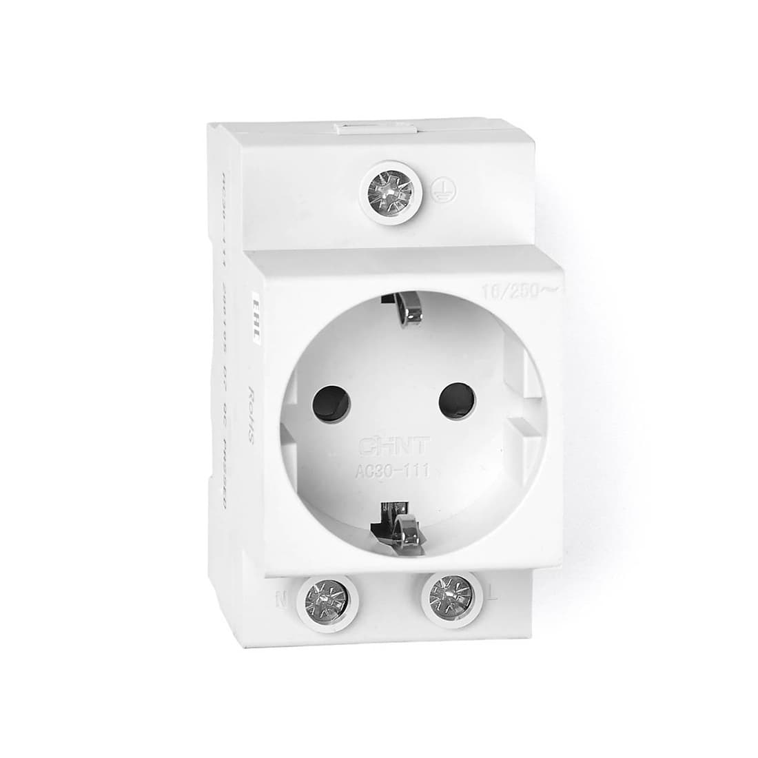 Розетка, CHINT, AC30-111, с ЗК на DIN-рейку 775001