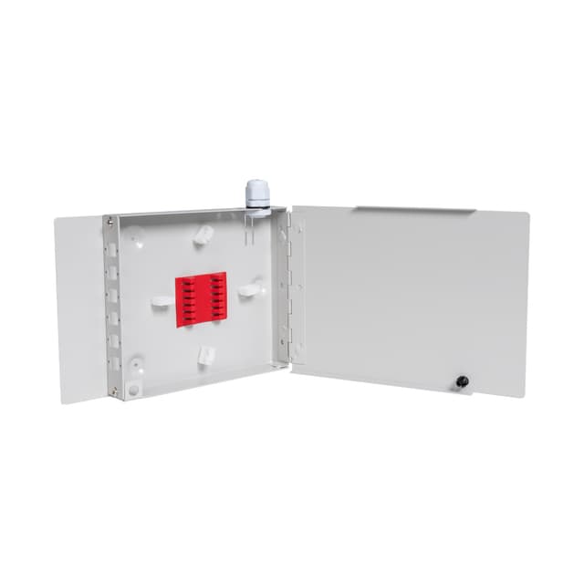 Оптический кросс укомплектованный, А-Оптик, АО-106 на 6 портов, SC/UPC Simplex, Металлический, Настенный, Серый