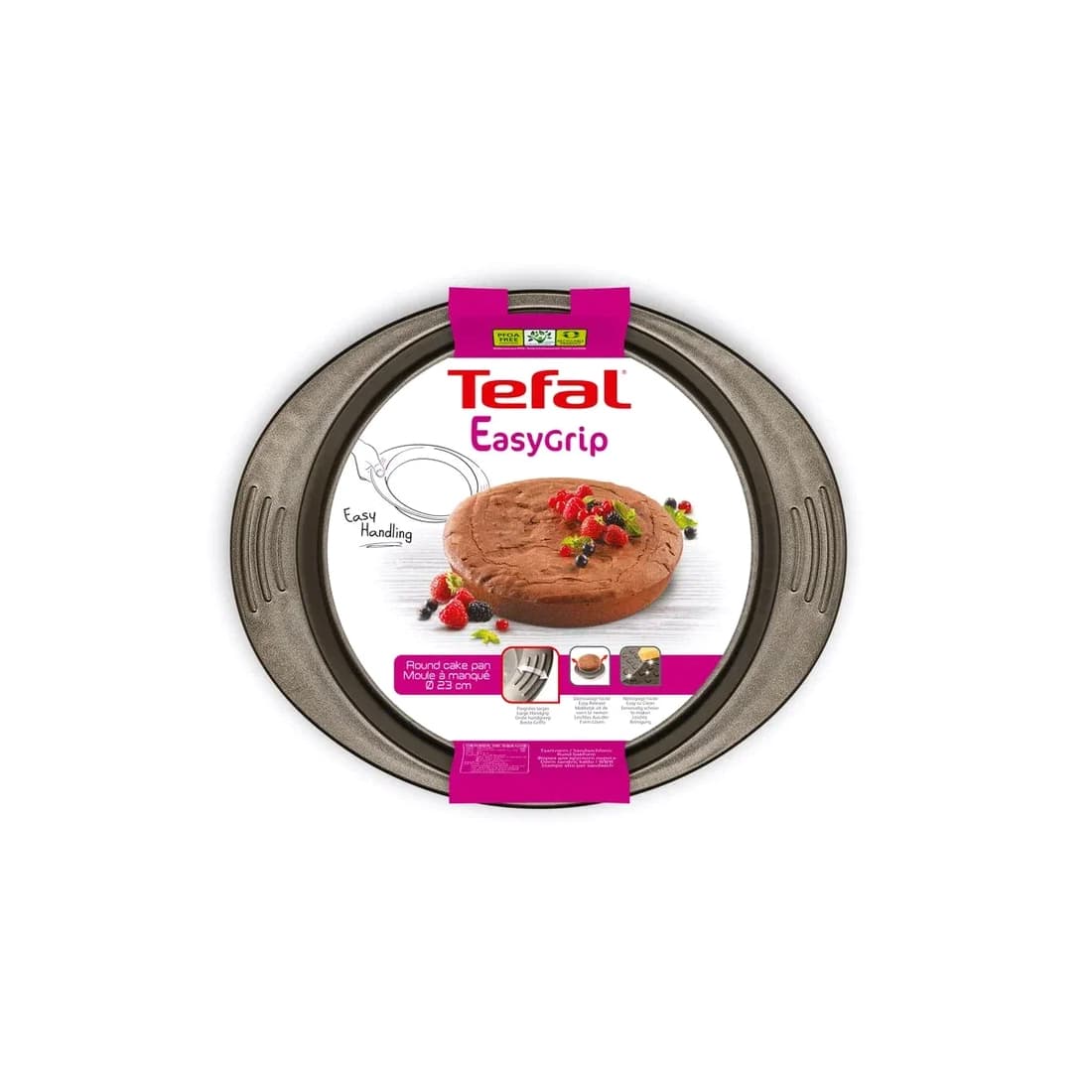 Форма для выпечки, Tefal, Easy Grip J1629614, 23см, Углеродистая сталь с антипригарным покрытием.