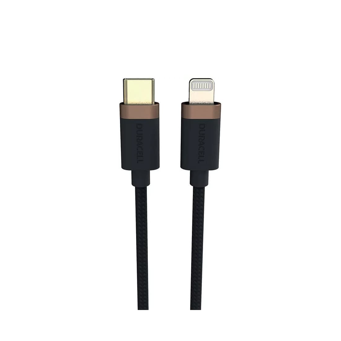 Интерфейсный кабель, Duracell, USB9012A, USB-C на Lightning, MFI, Кевлар, 3A/21.5V, Скорость передачи данных 480 Мбит/с, 1 м, Чёрный