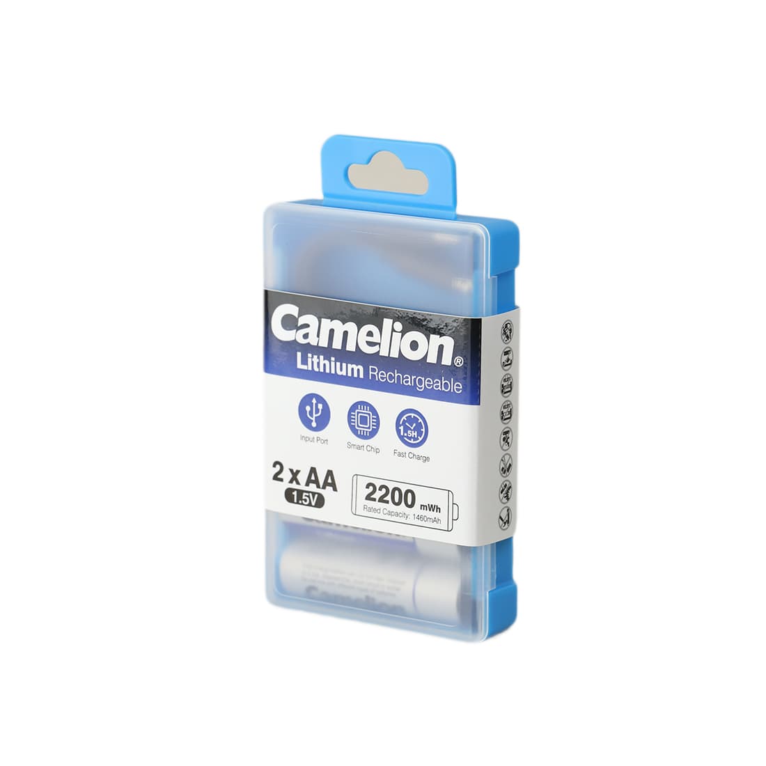 Аккумулятор, CAMELION, UB-AA2200-PBH2, Lithium, 2шт (перезаряжаемые от USB), AA, 1,5V, 2200 мАч, в пластиковом кейсе
