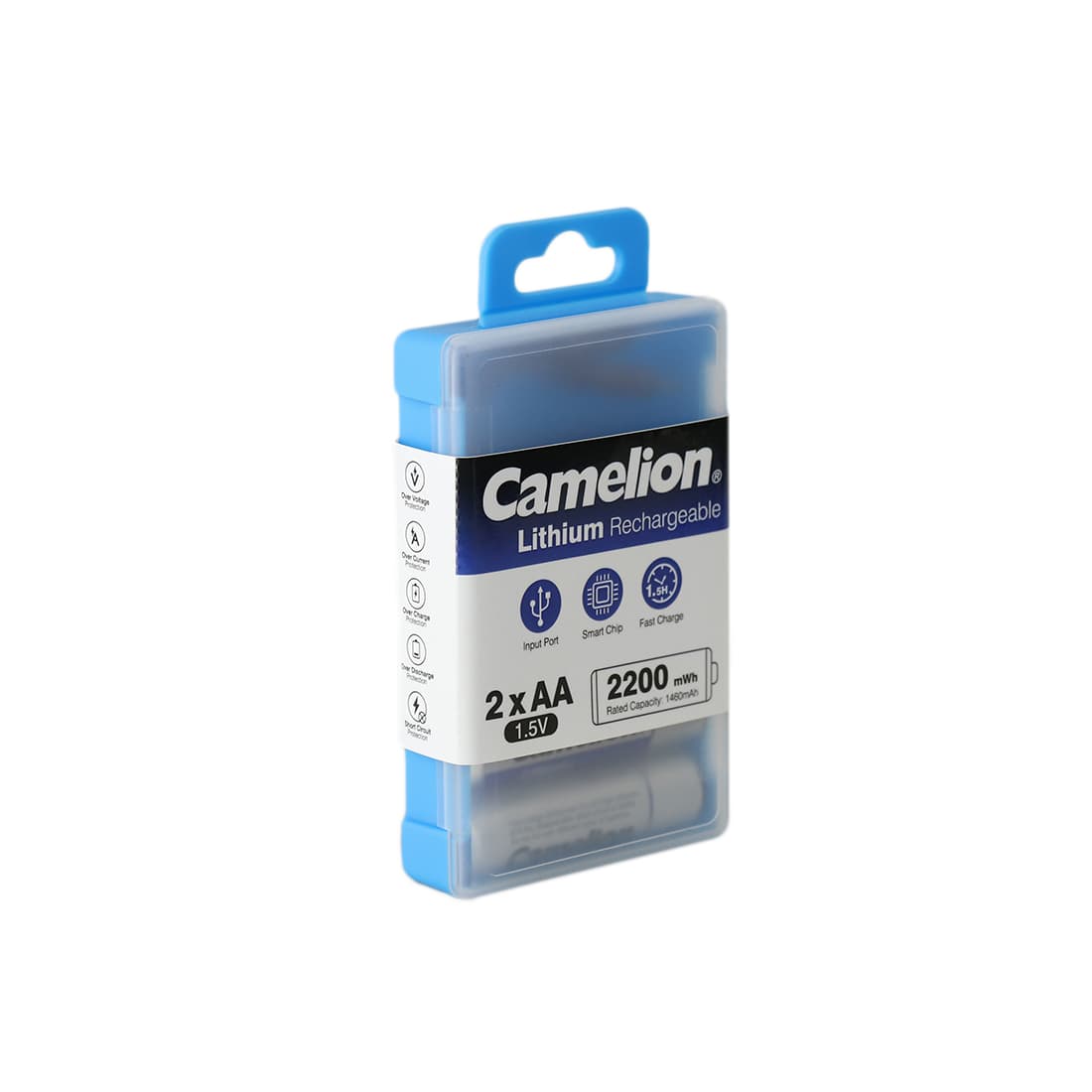 Аккумулятор, CAMELION, UB-AA2200-PBH2, Lithium, 2шт (перезаряжаемые от USB), AA, 1,5V, 2200 мАч, в пластиковом кейсе