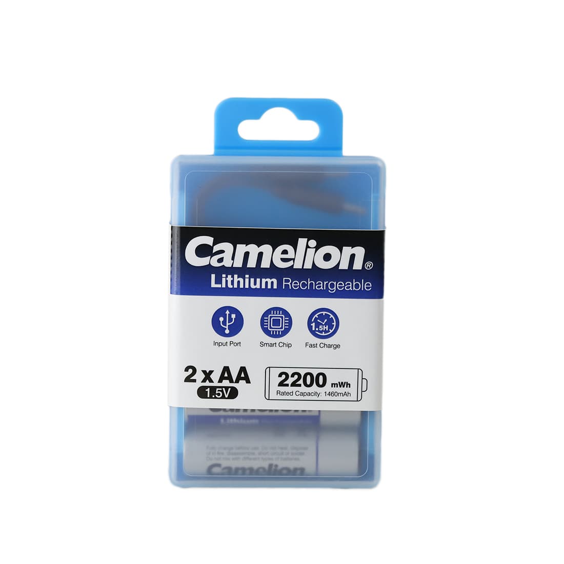 Аккумулятор, CAMELION, UB-AA2200-PBH2, Lithium, 2шт (перезаряжаемые от USB), AA, 1,5V, 2200 мАч, в пластиковом кейсе