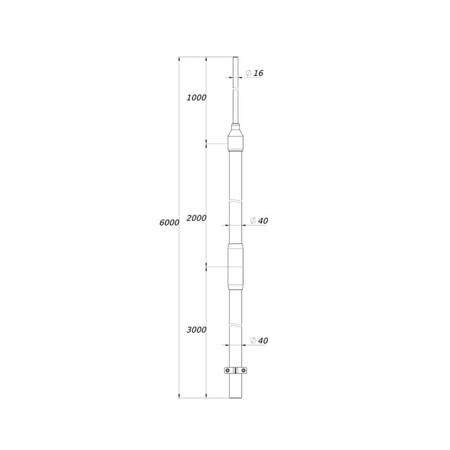 Молниеприемная мачта 6 м, DKC, NL6000, Нержавеющая сталь V2A (AISI304)