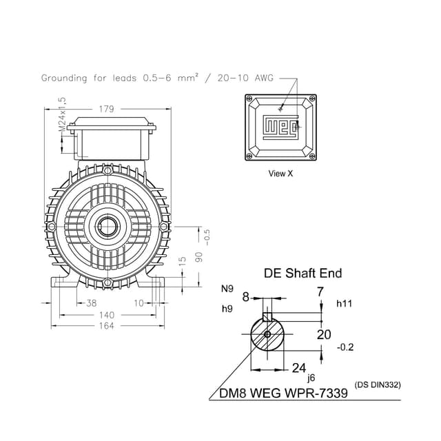 Асинхронный электродвигатель, WEG, 16803817, AM W20 -90L, 2.2 kW, 2 Пол, B3T, 220-240/380-415//440-460 В, 50 Гц, IE1, IP55, std.