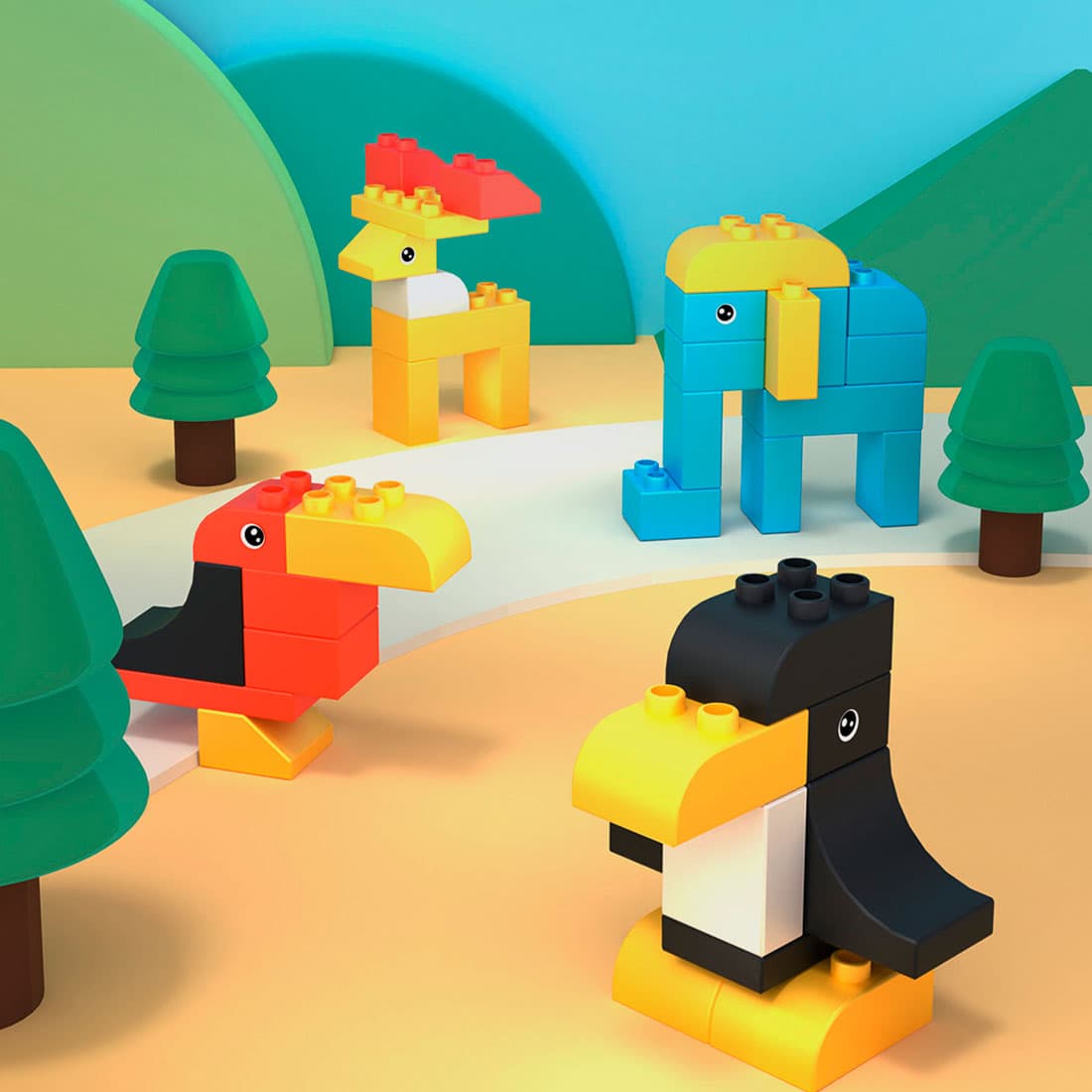 Конструктор, ONEBOT, OBQMLY15AIQI, Wonderland, 18 month+, 113+ деталей, ABS, PC, Мульти-колор