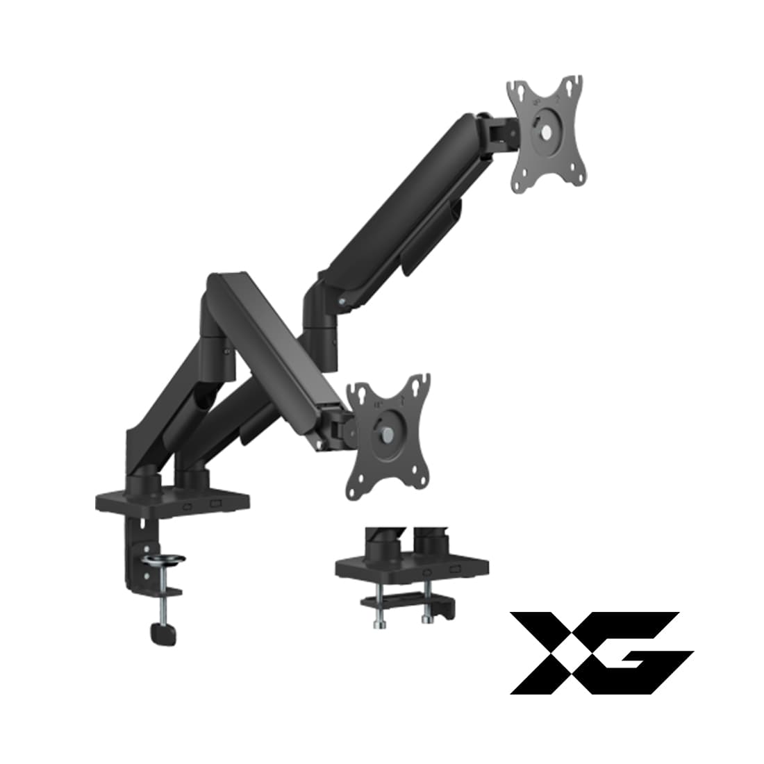 Настольный кронштейн с газлифтом,XG, MGA-1732D, для мониторов 17"-32", Нагрузка 2х9 кг., Наклон + 90°~- 90°, Поворот +/- 90°, Вращение монитора +/- 180°, VESA 75x75,100x100,Чёрный