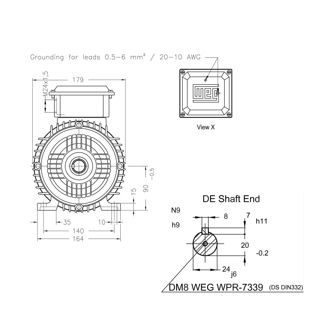 Асинхронный электродвигатель, WEG, 16992187, AM W20 -90L, 1.5 kW, 4 Пол, B3T, 220-240/380-415//440-460 В, 50 Гц, IE1, IP55, std.
