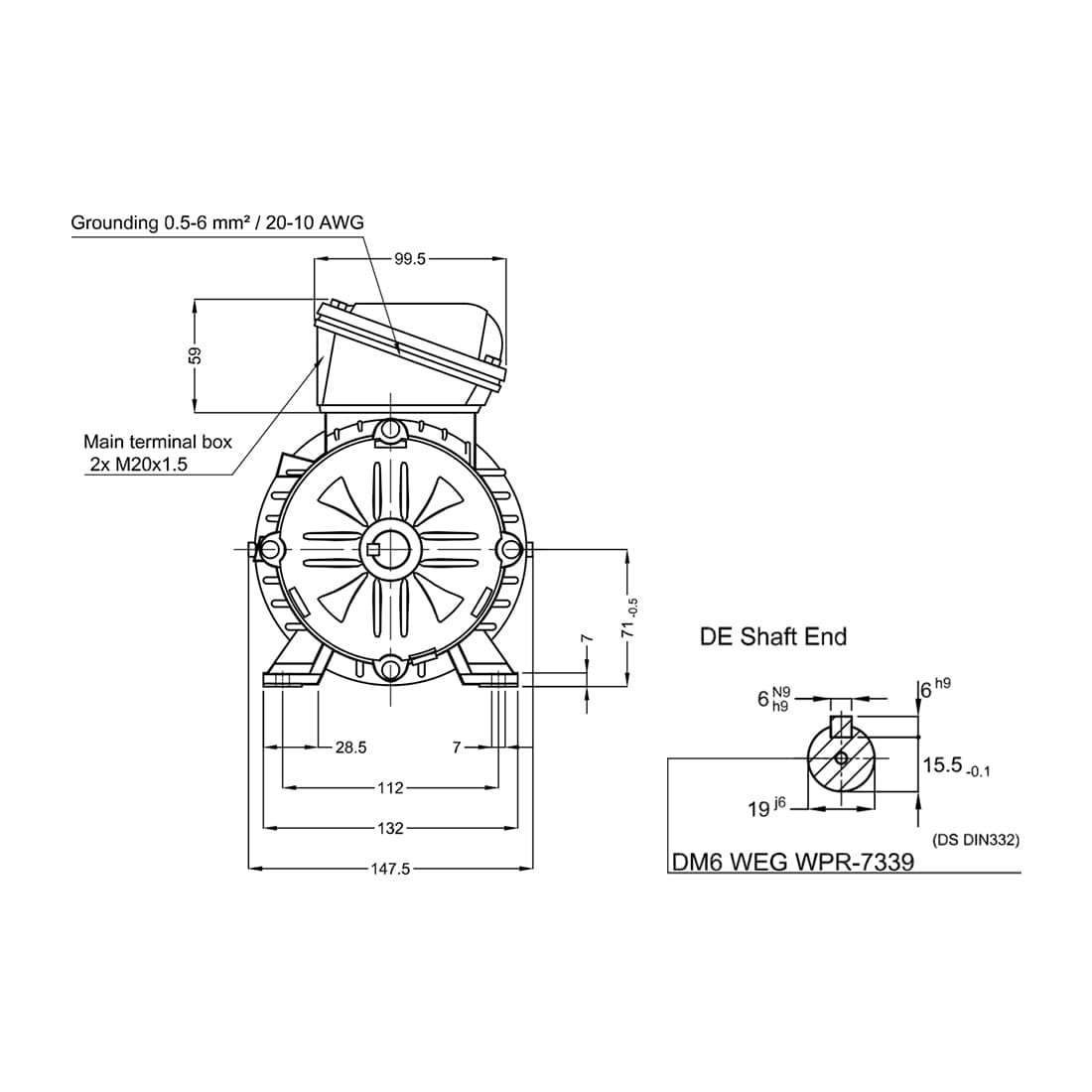 Асинхронный электродвигатель, WEG, 17376511, WGOST-71, 0.55 kW, 2 Пол, B3T, 220/380 В, 50 Гц, IE1, IP55, Std.