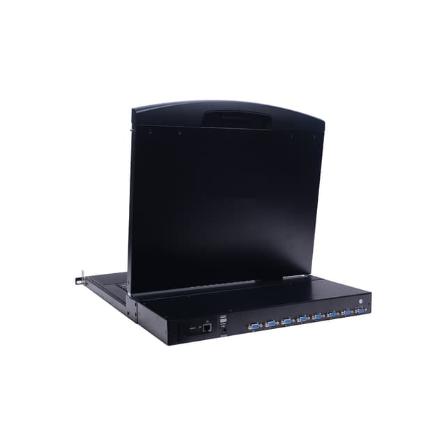 KVM консоль, SHIP, AI-7108ULS, Стоечная, 8-портовая, 17" экран, Коннекторы VGA, Поддержка IP функции, Чёрный