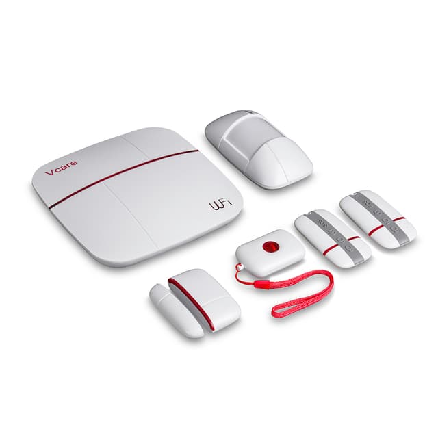 Беспроводной комплект системы безопасности, Patrol Hawk, A V-care (Стандарт), Wi-Fi, GSM, 1x панель сигнализации, 1x датчик движения, 1x датчик размыкания, 2x пульт управления, 1x кнопка вызова, 1x датчик температуры и влажности, IOS и Android