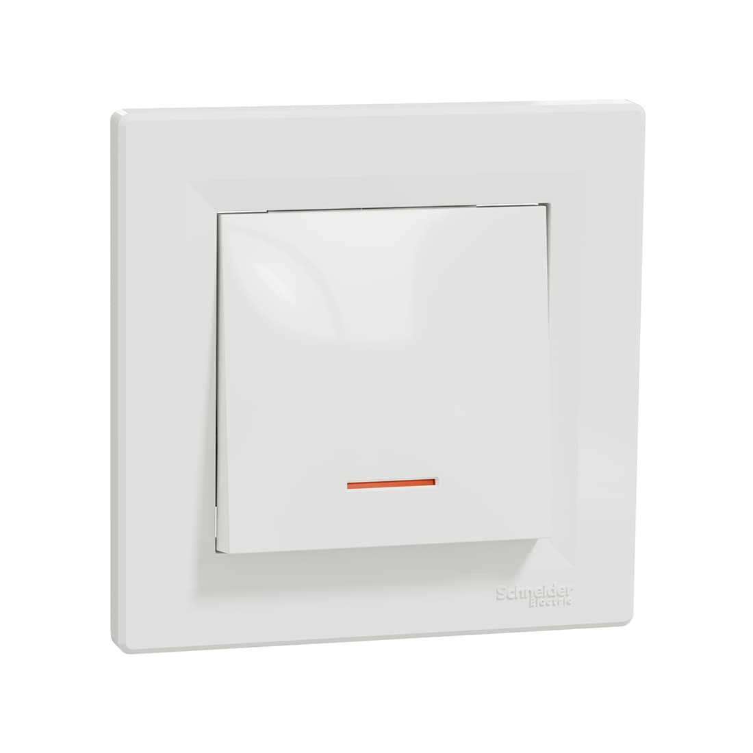 Выключатель одноклавишный, SE, EPH1400121, Asfora 10АХ в сборе с подсветкой белый