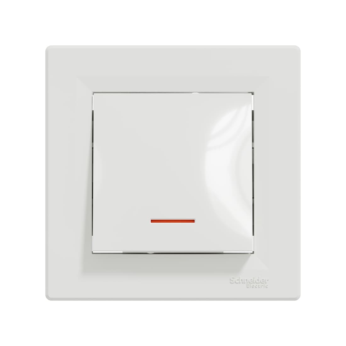 Выключатель одноклавишный, SE, EPH1400121, Asfora 10АХ в сборе с подсветкой белый
