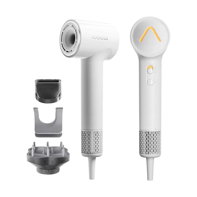 Фен для волос, Soocas, A1, Hair Dryer, 4 режима температуры, 2 режима потока воздуха, Световой индикатор температуры, скорость воздушного потока 62 м/с, 1600 Вт, Бесщеточный двигатель, Технология ионизации, 58 дБ, в комплекте (концентратор, диффузор, настенное крепление), Съемный фильтр, Белый