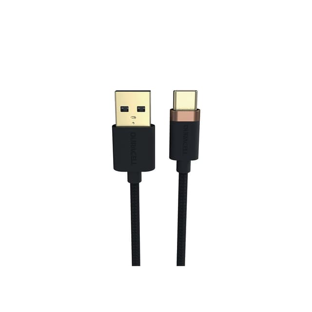 Интерфейсный кабель, Duracell, USB6061A, USB-A на USB-C, Кевлар, 3A/5V, Скорость передачи данных 480 Мбит/с, 1 м, Чёрный