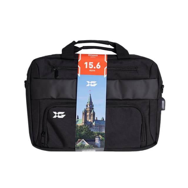 Сумка для ноутбука, XG, Ottawa 15.6" (XGA7919), 15.6", Лёгкая, Усиленные ручки, Внешнее отделение на молнии, Органайзер, 2 внутренних отделения, карман на молнии, Уплотнённые стенки, Полиэстер, встроенный USB шнур, Чёрный
