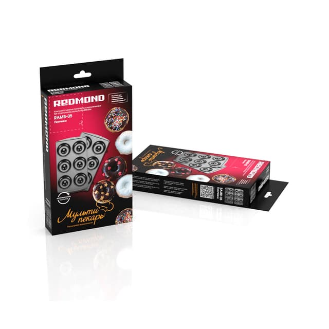 Панель для мультипекаря, Redmond, RAMB-05, Пончики, Антипригарное покрытие, Габаритные размеры 134  236 мм, Черный