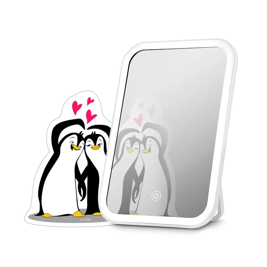 Косметическое зеркало, Kitfort, КТ-3169, Мощность 3 Вт, Сенсорное управление, Работа от батареек и провода, Подсветка, Цвет белый