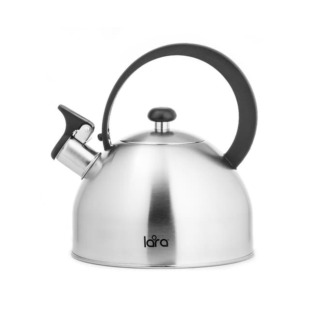 Чайник, LARA, LR00-65, Матовый, Объем 2.5 л, Нержавеющая сталь, Индукционное капсулированное дно, Нейлон.ручка, Стальной/Черный