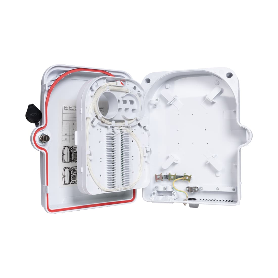 Коробка распределительная оптическая, А-Оптик, FTTH-FODB-211-24, укомплектованная SC/APC, Настенный, Пластик, Белый