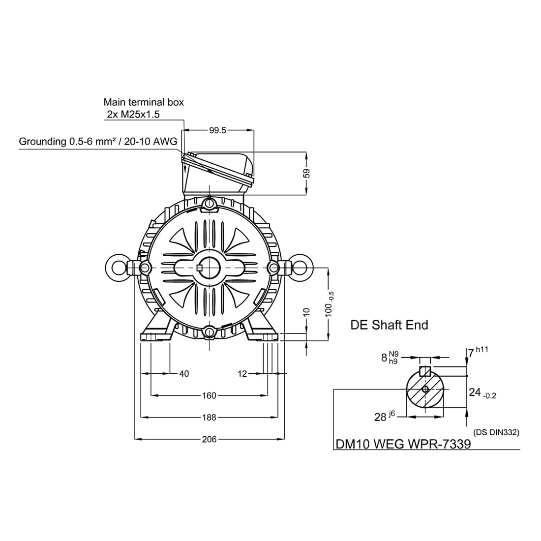 Асинхронный электродвигатель, WEG, 17376513, WGOST-L100L, 5.5 kW, 2 Пол, B3T, 220/380 В, 50 Гц, IE1, IP55, Std.