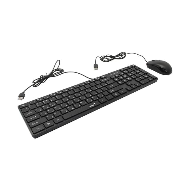 Комплект Клавиатура + Мышь, Genius, SLIMSTAR C126, Англ/Рус, USB, Длина кабеля 150см, Пластик, Чёрный
