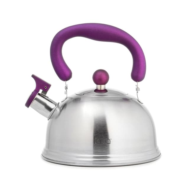 Чайник, LARA, LR00-61, Матовый, Объем 2.1л, Нержавеющая сталь, Индукционное капсулированное дно, Нейлоновая ручка Soft Touch, Складная ручка, Стальной/Фиолетовый