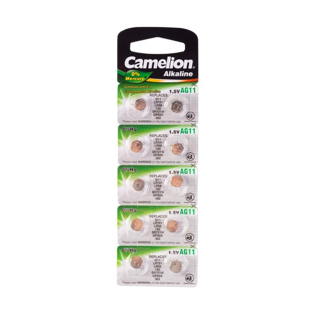 Батарейка, CAMELION, AG11-BP10(0%Hg), Alkaline, AG11, 1.5V, 0% Ртути, 10 шт. в блистере