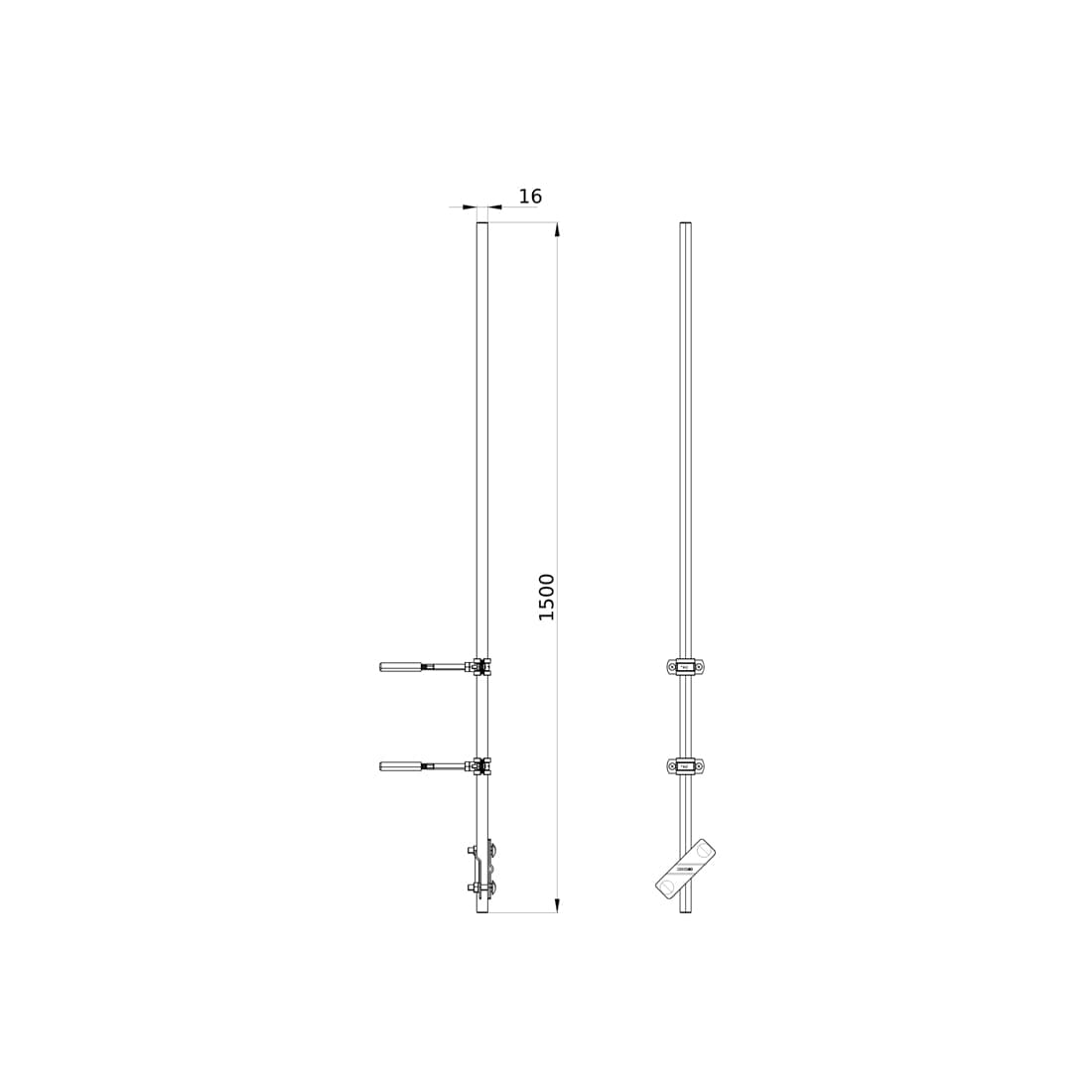 Молниеприемник с держателями 1500 мм, DKC, NL7150, Алюминий
