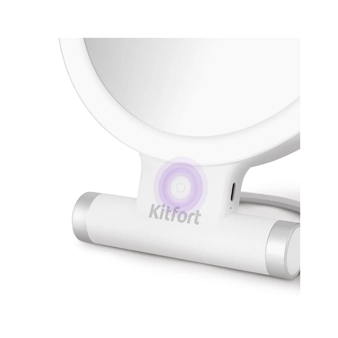 Косметическое зеркало, Kitfort, КТ-4131, Мощность 5 Вт , Время зарядки 2,5 ч, Петля для подвешивания, Регулировка подсветки, Время работы 2–4 ч, Диаметр зеркал 153 мм, Цвет белый