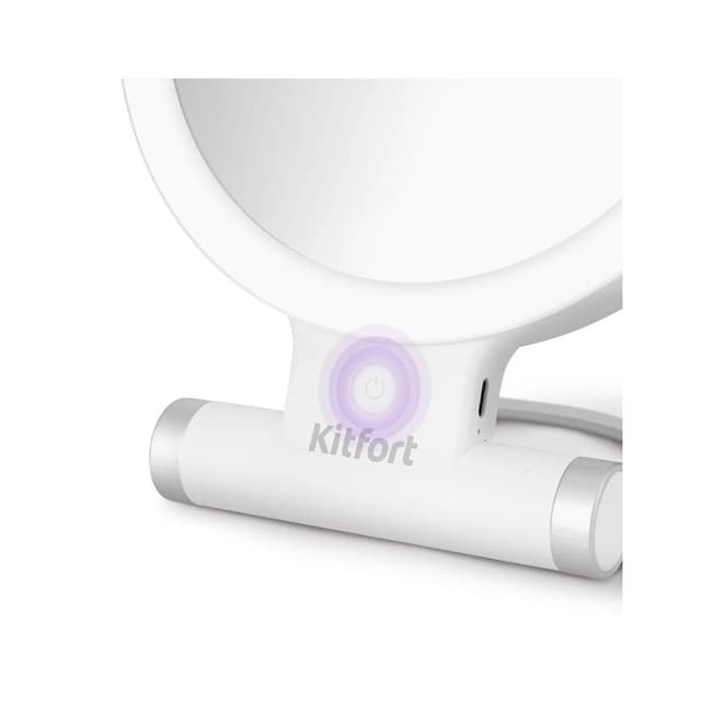 Косметическое зеркало, Kitfort, КТ-4131, Мощность 5 Вт , Время зарядки 2,5 ч, Петля для подвешивания, Регулировка подсветки, Время работы 2–4 ч, Диаметр зеркал 153 мм, Цвет белый