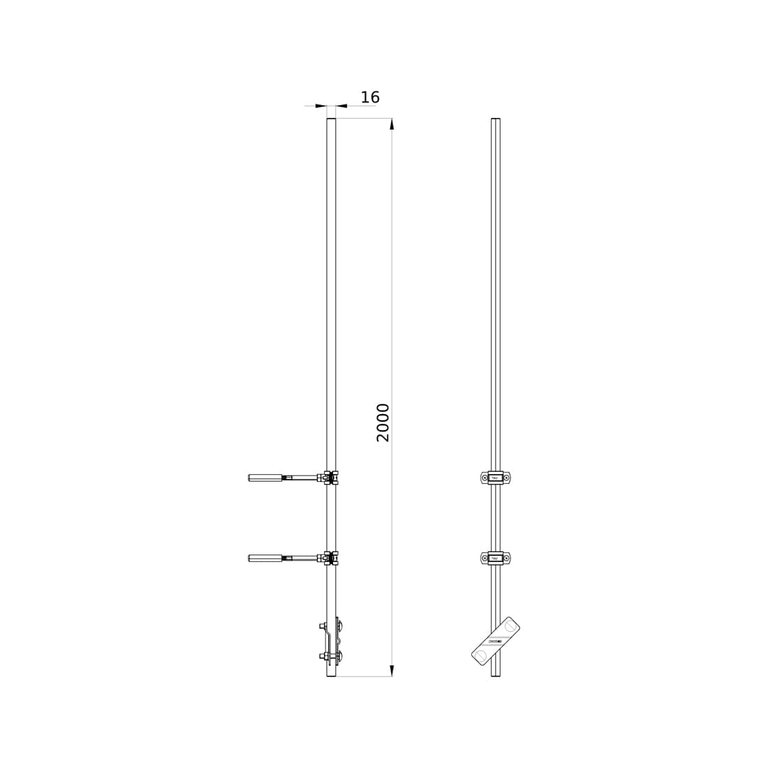 Молниеприемник с держателями 2000 мм, DKC, NL7200, Алюминий