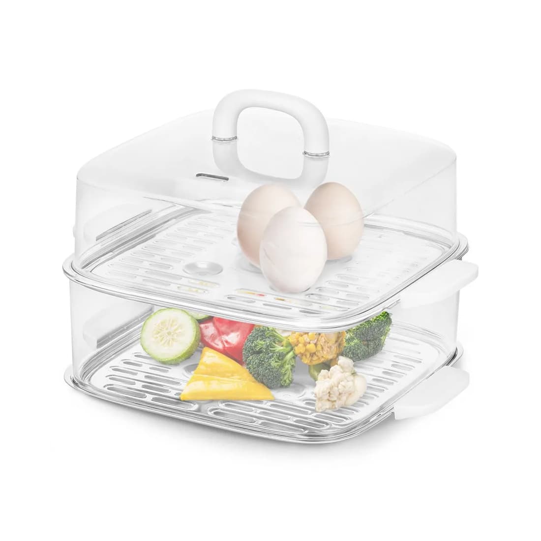 Пароварка, Kitfort, КТ-6484, 2 корзины, Объем парового отсека 3.5л, Объем резервуара для воды 2.3л, Мощность 1000Вт, Длина шнура 0.8м, Белый