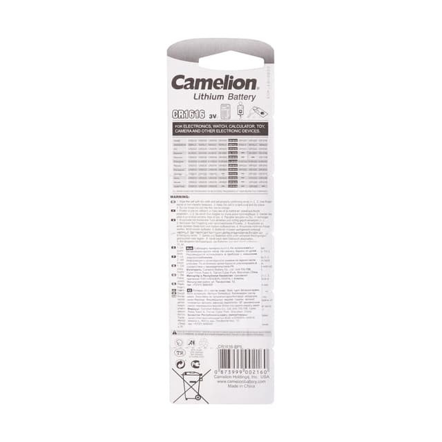 Батарейка, CAMELION, CR1616-BP5, Lithium Battery, CR1616, 3V, 220 mAh, 5 шт в блистере