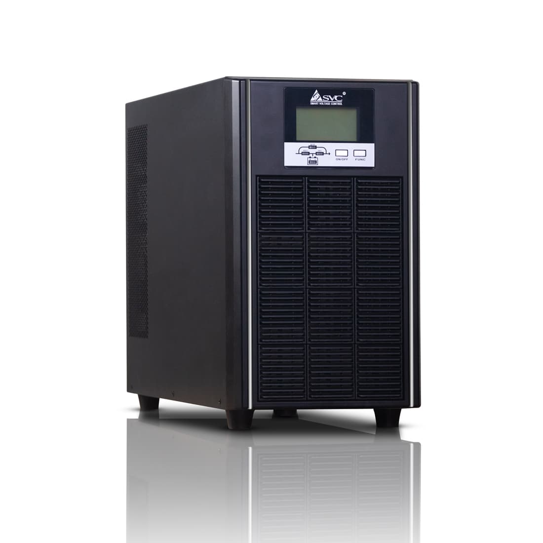 Источник бесперебойного питания, SVC, GT31-10KVA, Мощность 10кВА/9кВт, Трёхфазный (3 фазы на вход, 1 на выход), GT31-серия, On-Line, LCD\RS-232/USB SMART, Диапазон работы AVR: 190-499В, Батарея: 16 шт. (не поставляется в комплекте), Чёрный