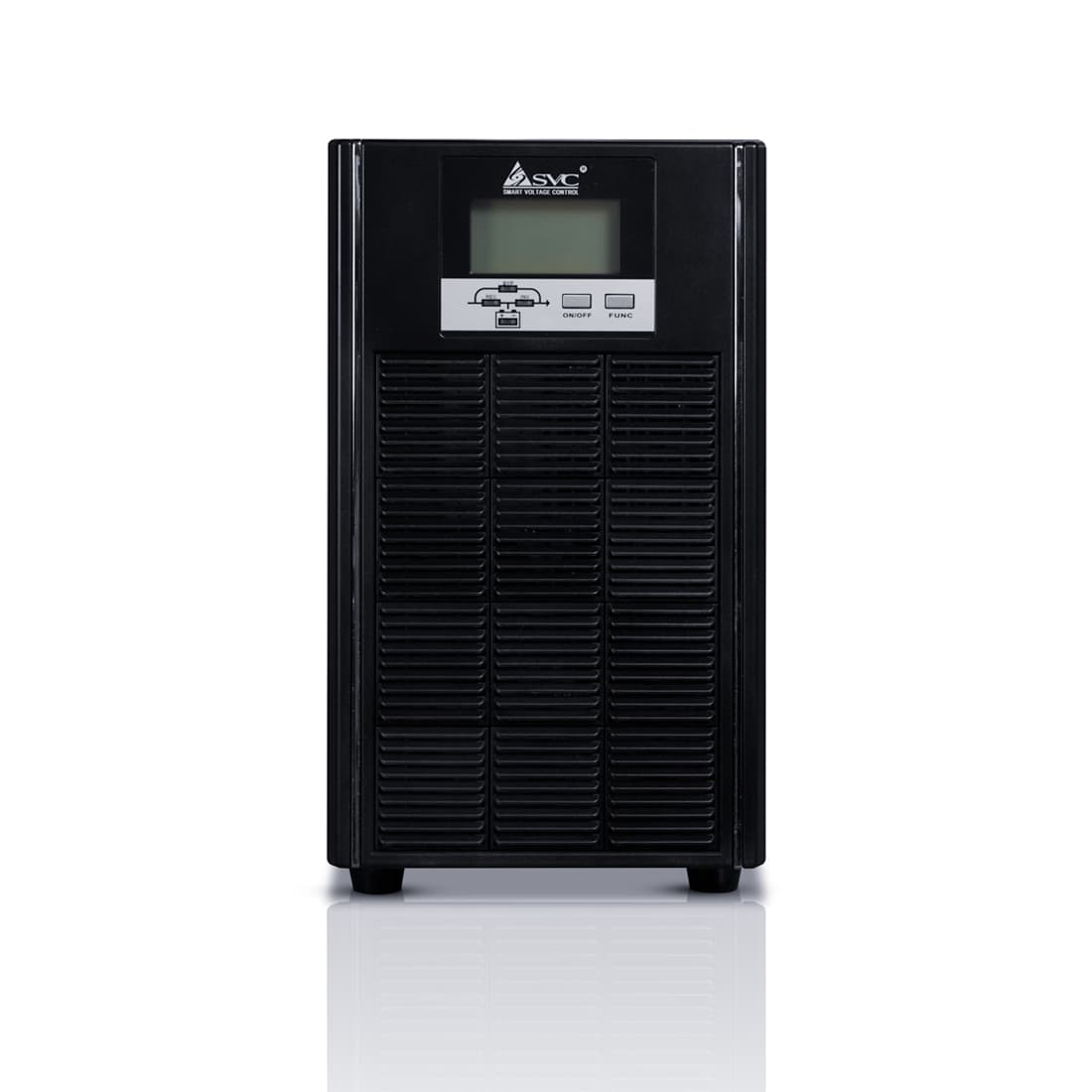 Источник бесперебойного питания, SVC, GT31-10KVA, Мощность 10кВА/9кВт, Трёхфазный (3 фазы на вход, 1 на выход), GT31-серия, On-Line, LCD\RS-232/USB SMART, Диапазон работы AVR: 190-499В, Батарея: 16 шт. (не поставляется в комплекте), Чёрный