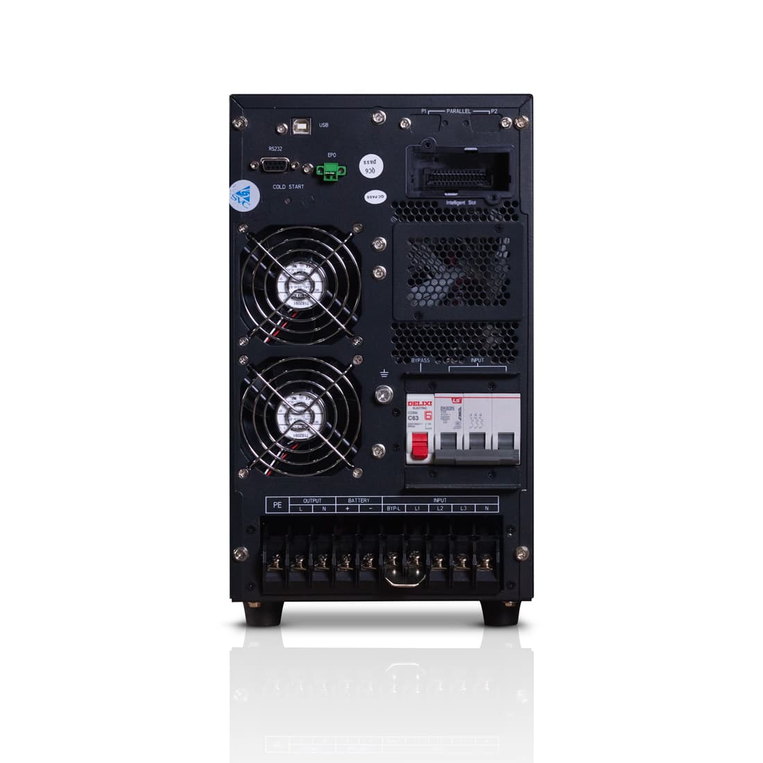 Источник бесперебойного питания, SVC, GT31-10KVA, Мощность 10кВА/9кВт, Трёхфазный (3 фазы на вход, 1 на выход), GT31-серия, On-Line, LCD\RS-232/USB SMART, Диапазон работы AVR: 190-499В, Батарея: 16 шт. (не поставляется в комплекте), Чёрный