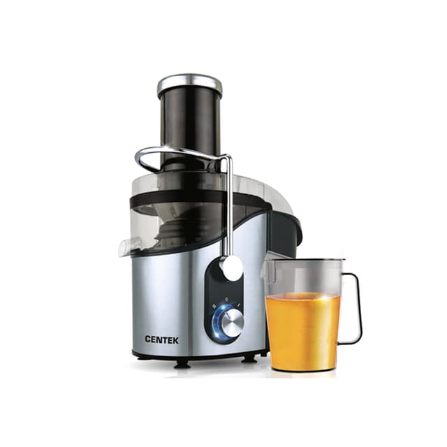 Соковыжималка центробежная, Centek, CT-1212, 1200Вт, 2 скор., Стакан 1100 мл, Горловина 75мм, Черный/сталь