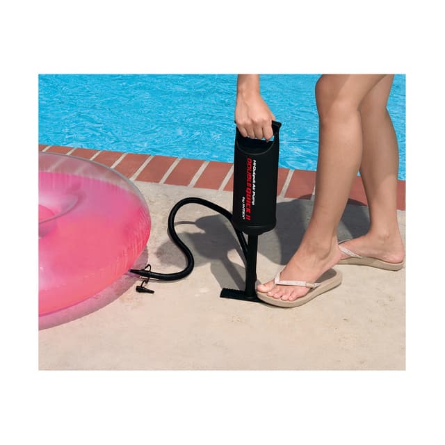 Насос ручной Double Quick II Hand Pump 36 см., INTEX, 68614, Пластик, Шланг 0.8м., 3 насадки, Объем камеры 1.7 л., Черный, Цветная коробка