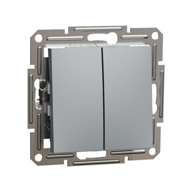Выключатель 2х клавишный, SE, EPH0600162, Asfora проходной механизм сталь