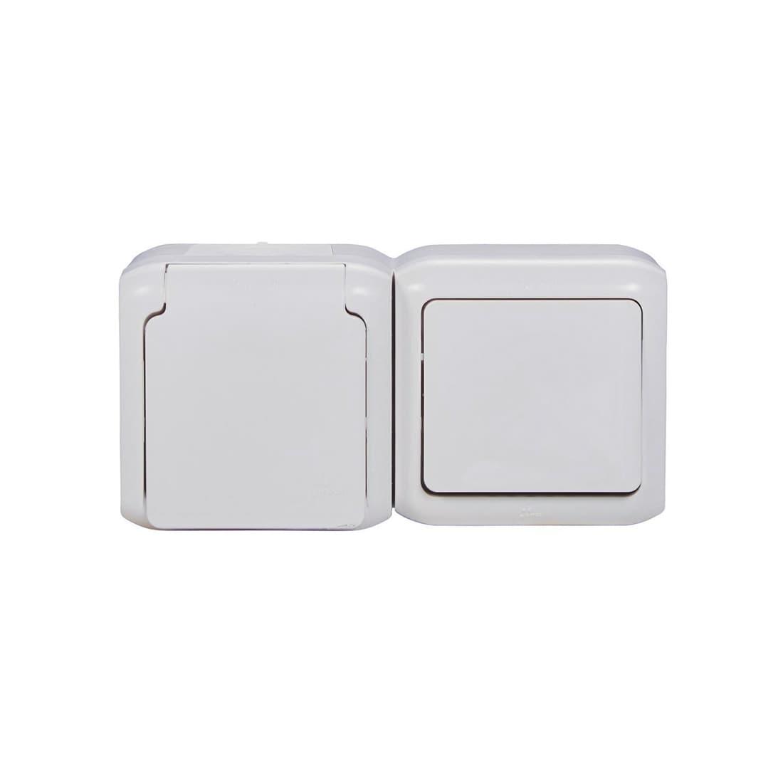Выключатель с крышкой + Розетка с ЗК, Legrand, 782371, Forix 16A 250В IP44 накладной белый