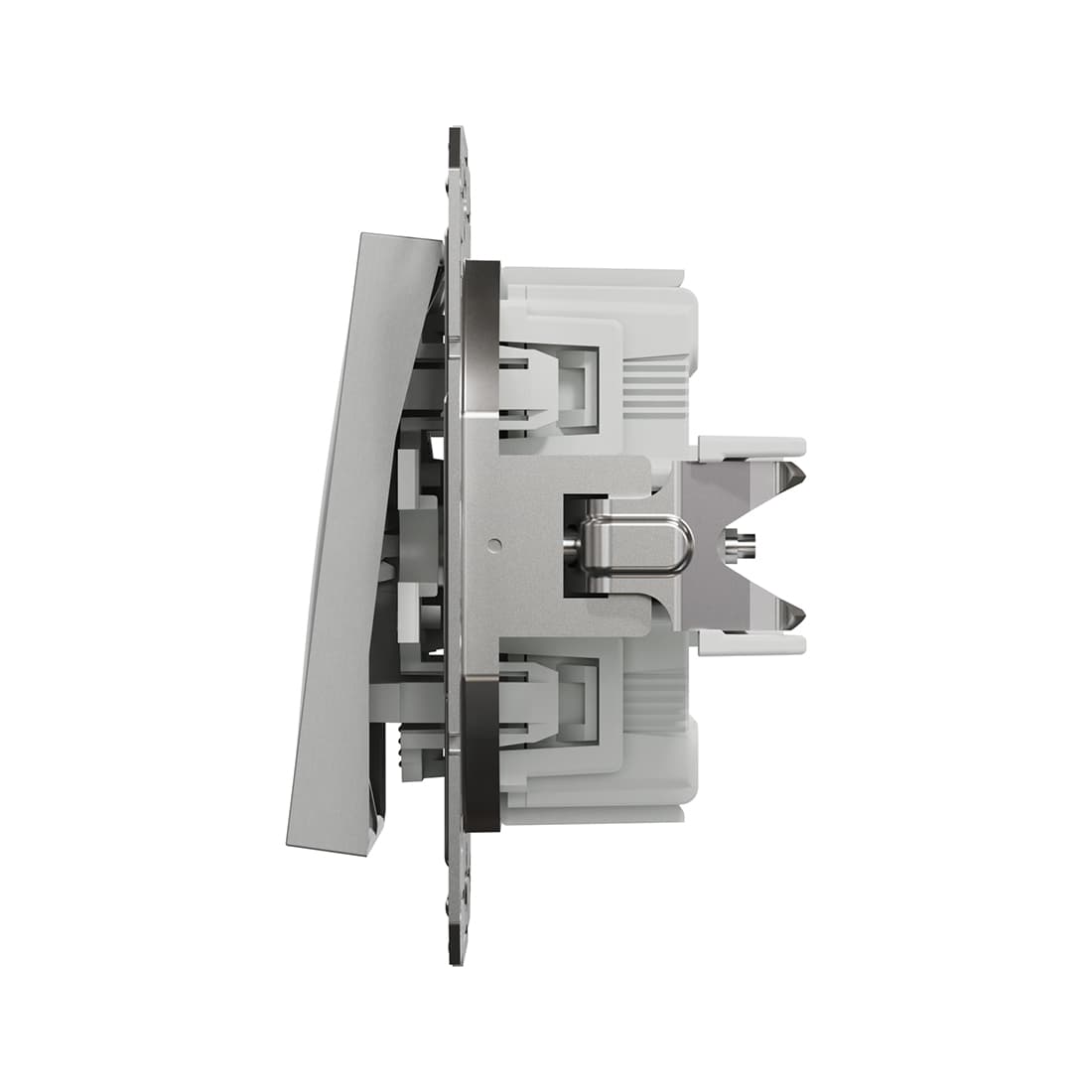 Выключатель двухклавишный, SE, EPH0300161, Asfora 10AX мех.быстрозажимной алюминий