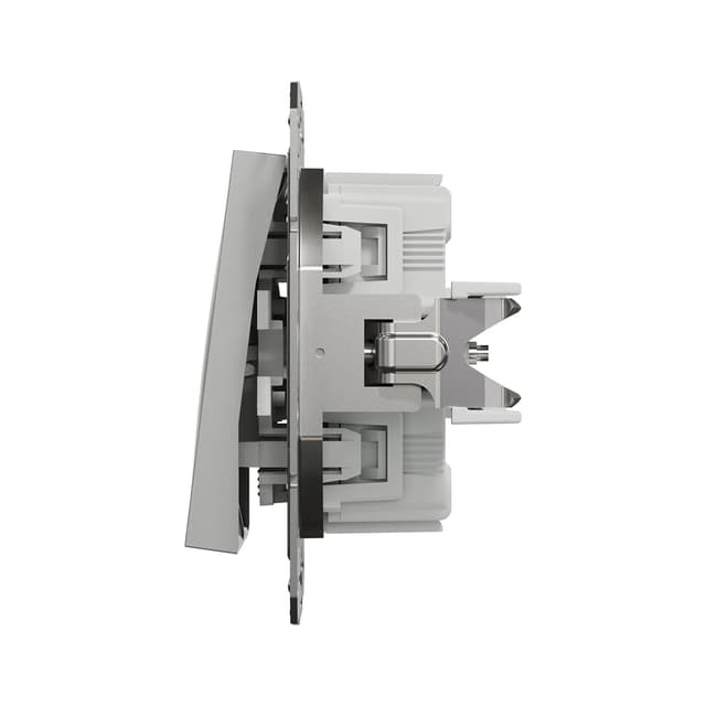 Выключатель двухклавишный, SE, EPH0300161, Asfora 10AX мех.быстрозажимной алюминий