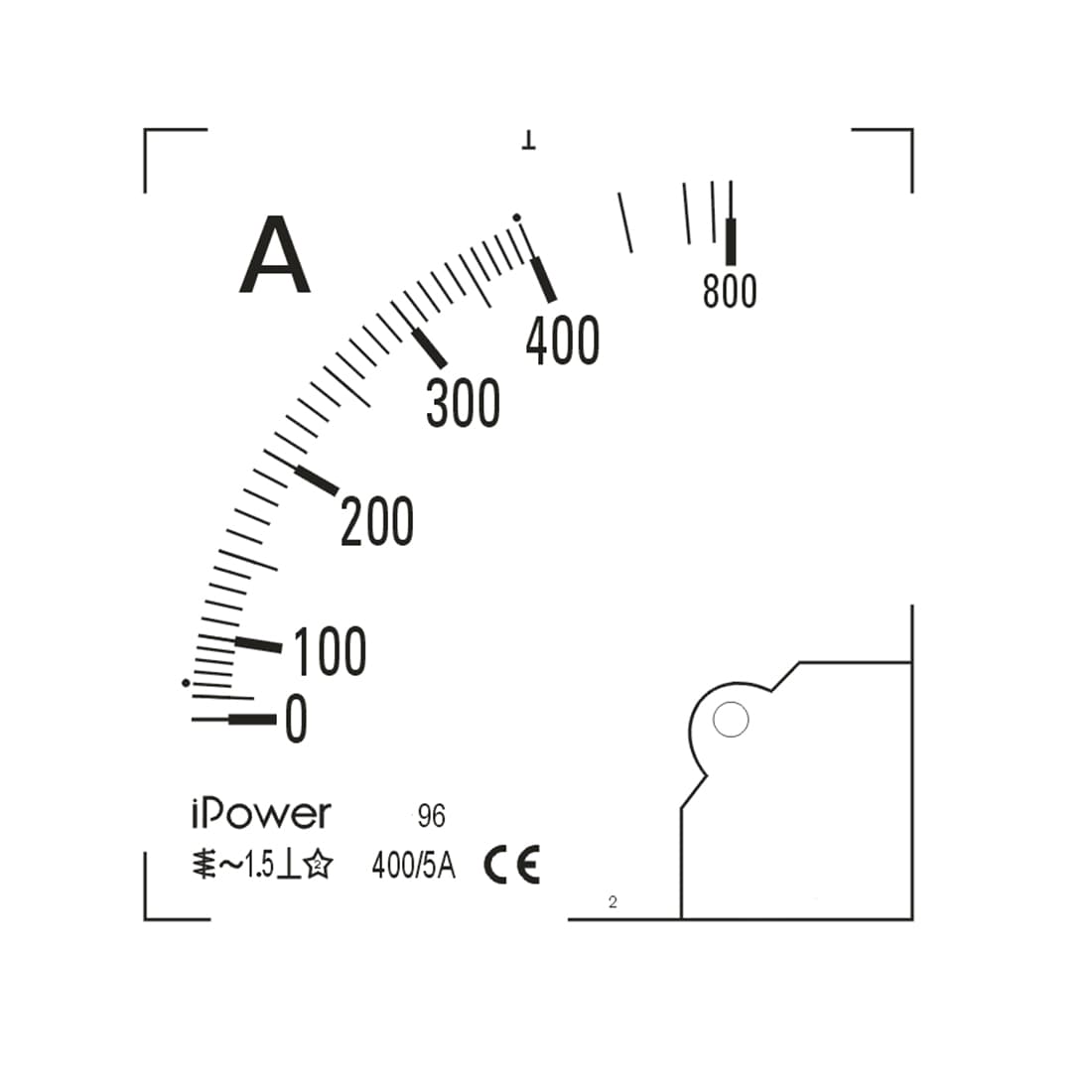 Шкала для амперметра, iPower, 400/5 96*96 (scale)