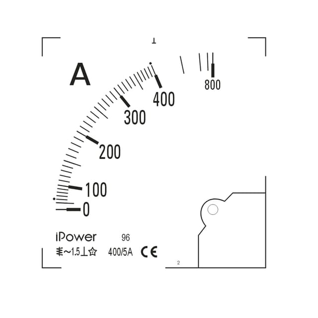 Шкала для амперметра, iPower, 400/5 96*96 (scale)